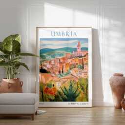 Umbria Italy Poster, Art Print, Italian Countryside Travel Decor, Landscape - thumbnail 3