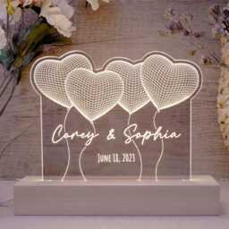 Custom Night Light Wedding Gift, Personalized Name Sign Anniversary Gift For Him, Valentine's Day Engagement Couples - thumbnail 3