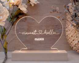 Custom Night Light Wedding Gift, Personalized Name Sign Anniversary Gift For Him, Valentine's Day Engagement Couples - thumbnail 1