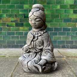 Outdoor Chinese Woman Statue Concrete Buddha Sculpture Stone Asian Decor Zen Garden Ornament Woman Lover Gift Handmade - thumbnail 3