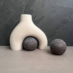 Concrete Paper Weight, Cement Sphere, Letter Press, Decor, Minimalist Garden Ornament, Sculpture, Shelf Modern - thumbnail 2