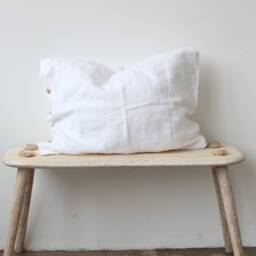 White Linen Pillow, Linen Pillow Case, Stonewashed Sham, Pillow Cover With Buttons - thumbnail 2