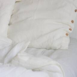 White Linen Pillow, Linen Pillow Case, Stonewashed Sham, Pillow Cover With Buttons - thumbnail 3