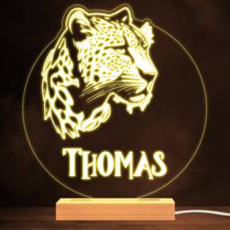 Leopard Head Safari Animal Warm White Lamp Personalised Gift Night Light - Bedroom - thumbnail 1