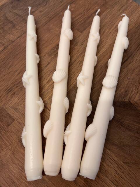 Sea Shell Taper Candles Soy Wax Dinner Candles, Set Of 2 - image 1