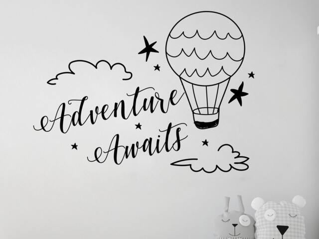 40% Off Adventure Awaits Wall Decal - Boys Room Decor Nursery Clouds & Balloons Travel Vinyl R65 - image 1