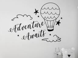 40% Off Adventure Awaits Wall Decal - Boys Room Decor Nursery Clouds & Balloons Travel Vinyl R65 - thumbnail 1