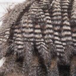 Grey Faux Fur Pillow Black Throw Feather Cushion Feathers Bohemian Decor - thumbnail 4