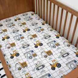 Bedding - Trucks & Diggers Grid, Duvet Cover Set, Fitted Sheets, Pillow Case, Modern Colourful Kids Bedding - thumbnail 2