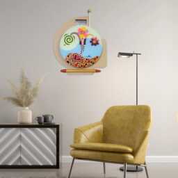Original Abstract Acrylic Painting 3D Wooden Wall Pop Art Sculpture One Of A Kind - thumbnail 2