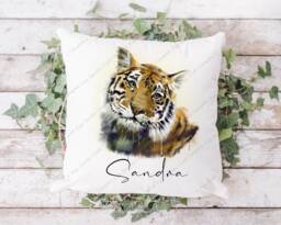 Tiger Cushion, Pillow, Tiger, Gift, Gift For Him, Lover, Mum, Her, Watercolour