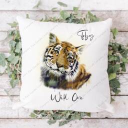 Tiger Cushion, Pillow, Tiger, Gift, Gift For Him, Lover, Mum, Her, Watercolour - thumbnail 2