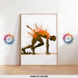 Orange Athletics Print Set - Of 3 Runner Posters - Sprinter Art Painting Decoration Decor Running Wall Poster Gift Run Gifts - thumbnail 3