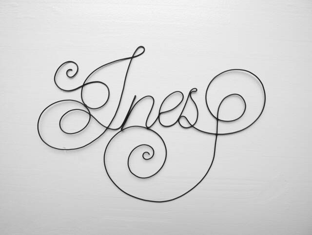 Customizable Wire First Name, Ines Annealed Wall Decoration For Children's Room, Door Plaque, Birth Gift
