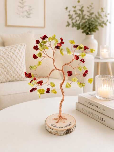 Jade & Coral Tree, 35Th Anniversary Gift For Couples, Personalised Present - image 1