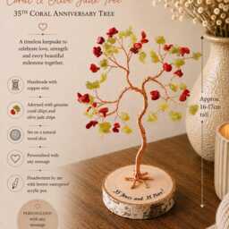 Jade & Coral Tree, 35Th Anniversary Gift For Couples, Personalised Present - thumbnail 2
