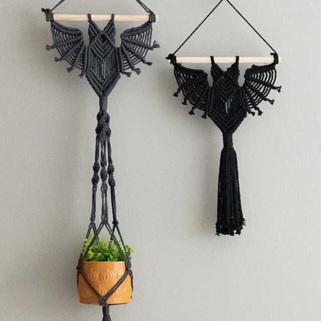 Bat Wall Hanging, Plant Holder, Halloween Decor, Witchy Home Hanger, Gothic Decor W52 - image 1