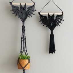 Bat Wall Hanging, Plant Holder, Halloween Decor, Witchy Home Hanger, Gothic Decor W52 - thumbnail 1