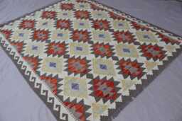 5x7 Afghan Kilim Rug Natural Dye Turkmen Handmade Wool Geometric Rug, Flatweave Modern Area Office, Bedroom, Living Room - thumbnail 1