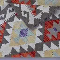 5x7 Afghan Kilim Rug Natural Dye Turkmen Handmade Wool Geometric Rug, Flatweave Modern Area Office, Bedroom, Living Room - thumbnail 4