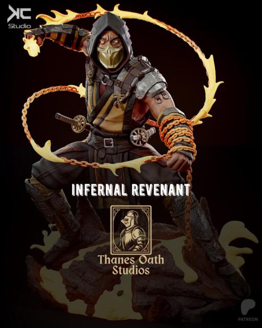Infernal Revenant - Fire Ninja Martial Arts Fighting Fantasy Scorpion Resin Figure 16K - image 1