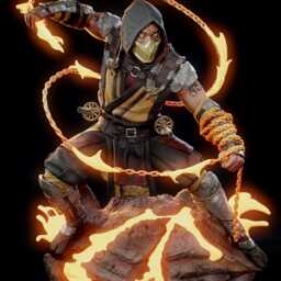 Infernal Revenant - Fire Ninja Martial Arts Fighting Fantasy Scorpion Resin Figure 16K - thumbnail 3