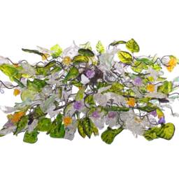 Hanging Oval Chandeliers With Green Clear Yellow & Purple Flowers Leaves For Dining Room - thumbnail 3