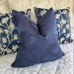 Scatter Sofa Bed Cushion, Navy Textured Cushion Cover, Decorative Cover For Or Bed, Designer Fougere Fabric, Home Decor