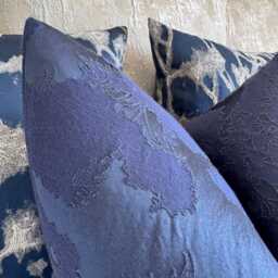 Scatter Sofa Bed Cushion, Navy Textured Cushion Cover, Decorative Cover For Or Bed, Designer Fougere Fabric, Home Decor - thumbnail 2