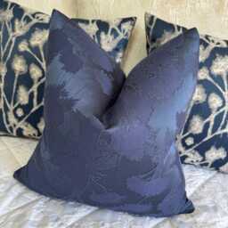 Scatter Sofa Bed Cushion, Navy Textured Cushion Cover, Decorative Cover For Or Bed, Designer Fougere Fabric, Home Decor - thumbnail 3
