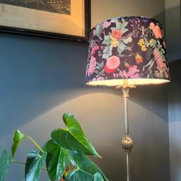 Butterfly Floral Velvet Lampshade, Midnight French Drum, Empire Light Shade - thumbnail 3