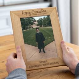 Graduation Photo Frame - Personalised Picture Gift Oak For Graduate Son Daughter Lc191