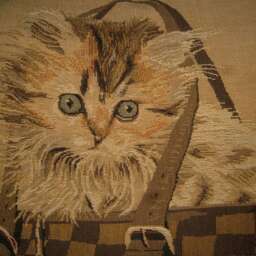 Kitten in Check Bag Tapestry Cushion Cover Sham - thumbnail 2