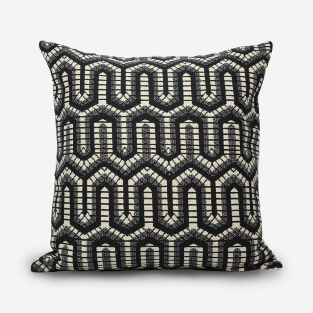 Black & White Geometric Pillow Cover Cotton Jacquard Cushion - image 1