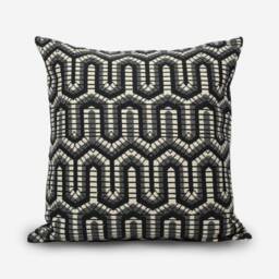 Black & White Geometric Pillow Cover Cotton Jacquard Cushion - thumbnail 1