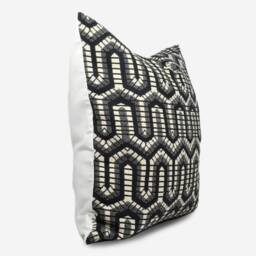 Black & White Geometric Pillow Cover Cotton Jacquard Cushion - thumbnail 2