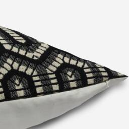 Black & White Geometric Pillow Cover Cotton Jacquard Cushion - thumbnail 3