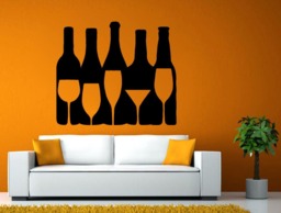 Bottle Wine Glasses Seller Alcohol Bottles Martini Glass Kitchen Dining Diy Wall Stickers Decals Vinyl Mural Decor Art L2144 - thumbnail 1
