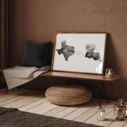 Texas & Louisiana Map Black & Gold Travel Wall Art Print - Moving Home Gift - thumbnail 3