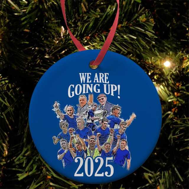 Oldham We Are Going Up Play Off Winners 2025 Christmas Tree Decoration Bauble Flat Ceramic Great Gift Football Gifts