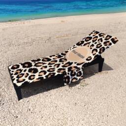 Personalised Leopard Print Design - Full Length Sun Lounger Towel With Pockets