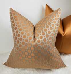 Burnt Orange Honeycomb Cushion Cover - Copper Brassy Bronze Geometric Throw Pillow Case, Modern Boho Home D??cor - thumbnail 1