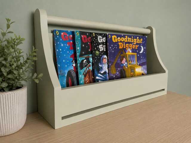 Handmade Solid Wood Book Caddy, Children's Bedroom Nursery Storage, Personalised Name Option - image 1