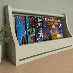 Handmade Solid Wood Book Caddy, Children's Bedroom Nursery Storage, Personalised Name Option - thumbnail 3