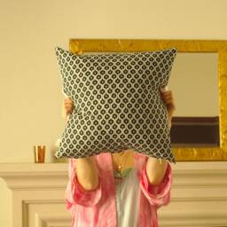 Black & White Pillow Cover , Geometric Pillow, Two Sided Decorative Accent Shabby Chic Cushion - thumbnail 2