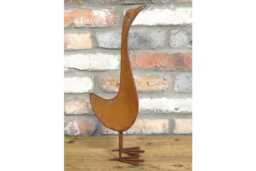 Rust Bird Garden Sculpture - Small - Metal Duck Statue Ornament Rustic Rusted Goose Lawn - thumbnail 1