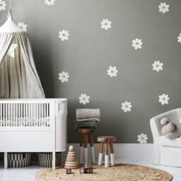 Wall Stickers - White Daisy Wall Sticker Set Removeable Flower Decals For Nursery & Girls Room Floral D??cor By Dizzy Duck - thumbnail 1
