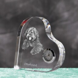 Otterhound - Crystal Clock in The Shape Of A Heart With Image Pure-Bred Dog - thumbnail 2