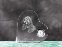 Otterhound - Crystal Clock in The Shape Of A Heart With Image Pure-Bred Dog - thumbnail 1