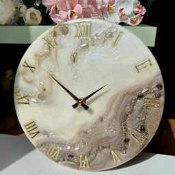 Elegant Geode Epoxy Wall Clock, Natural Stones, Modern Art - thumbnail 3